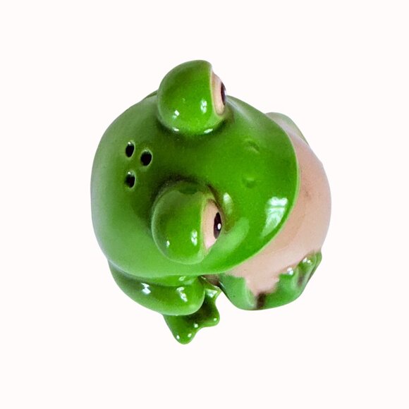 Frog Salt Pepper Shakers Stoneware Kitschy Retro Novelty Kitchen Decor Green - Picture 12 of 13